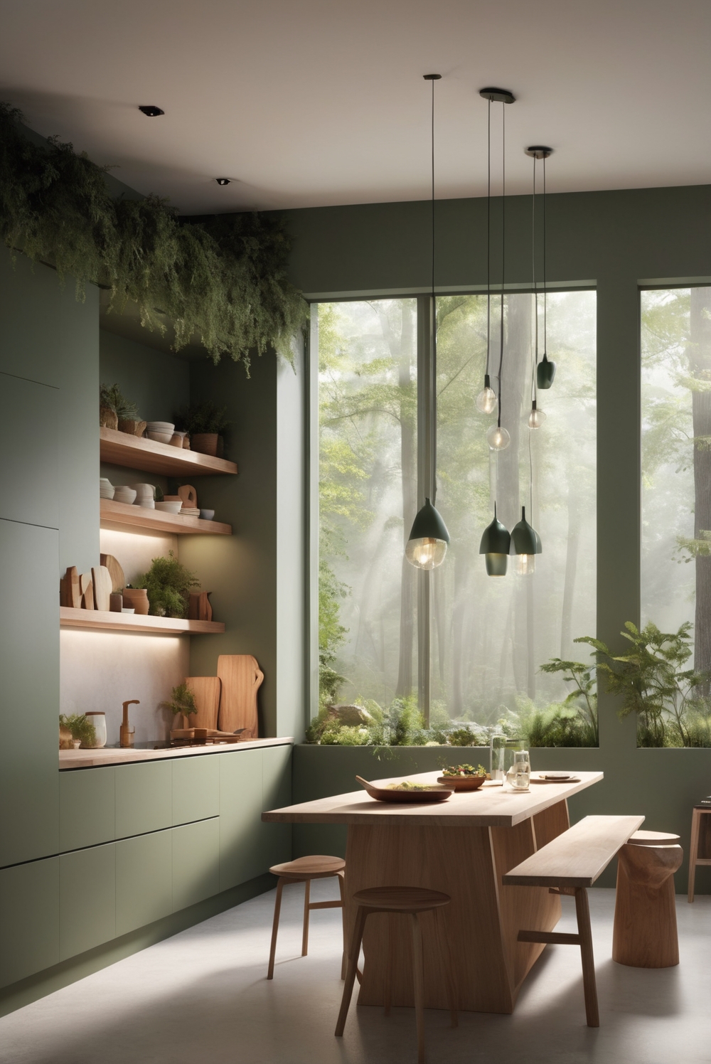 forest, fantasy, kitchen, outdoors, interior design