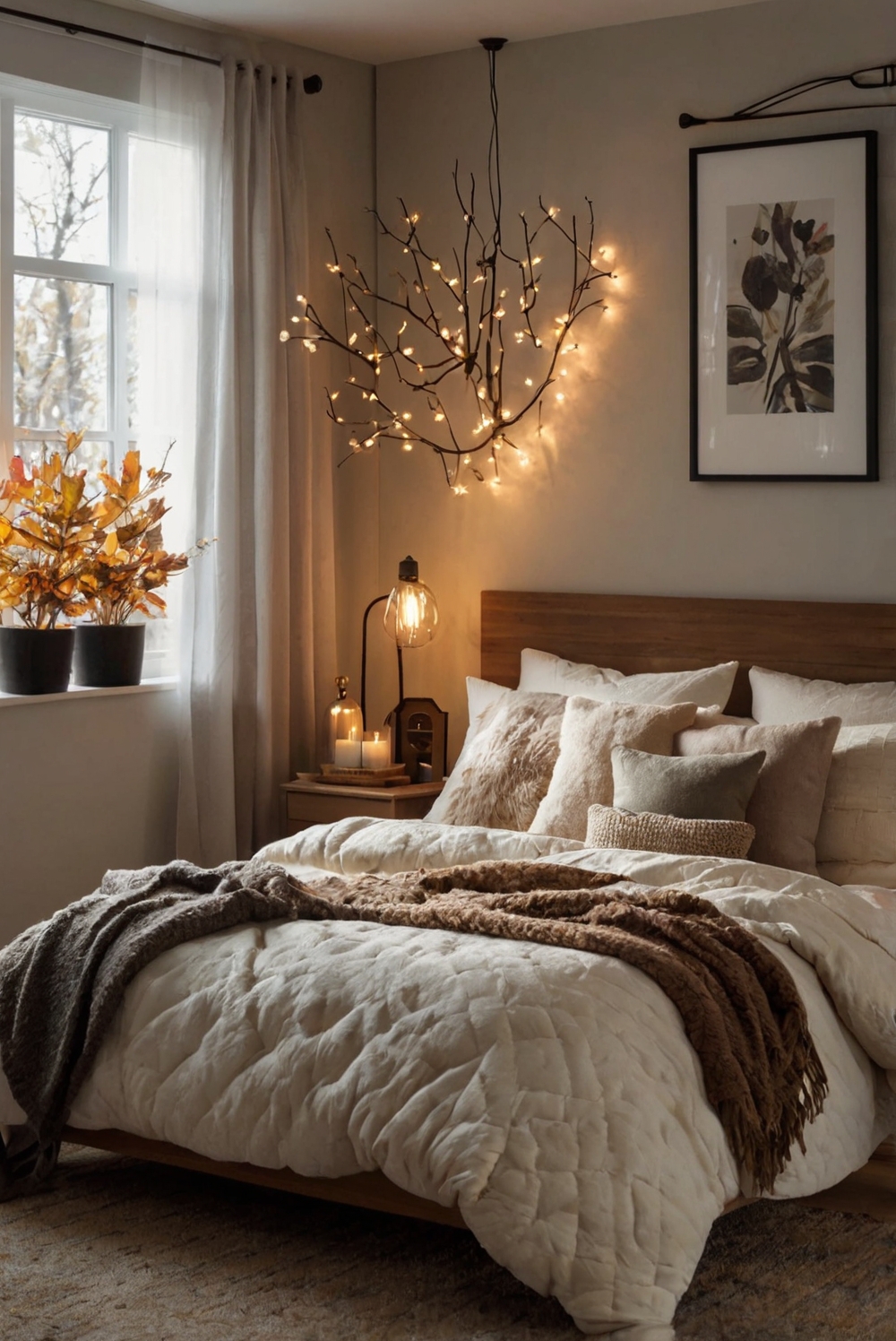 Cozy bedroom decor, Fall bedroom ideas, Bedroom design inspiration, Bedroom makeover tips, Warm bedroom colors