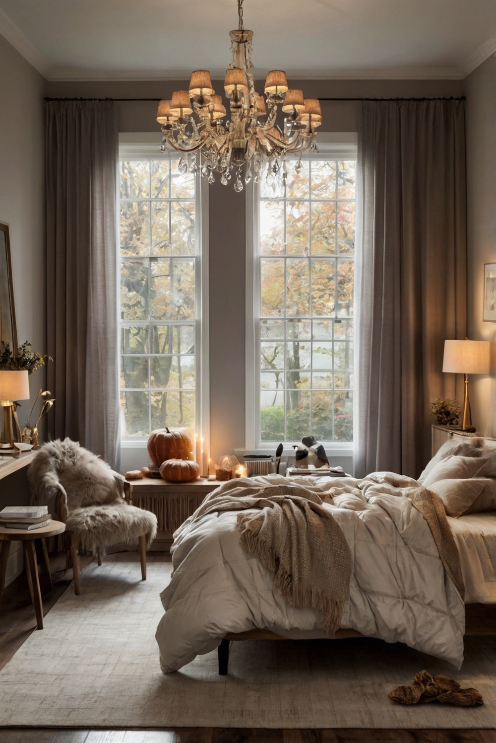 bedroom decor ideas, luxury bedding, cozy blankets, premium furniture, elegant lighting