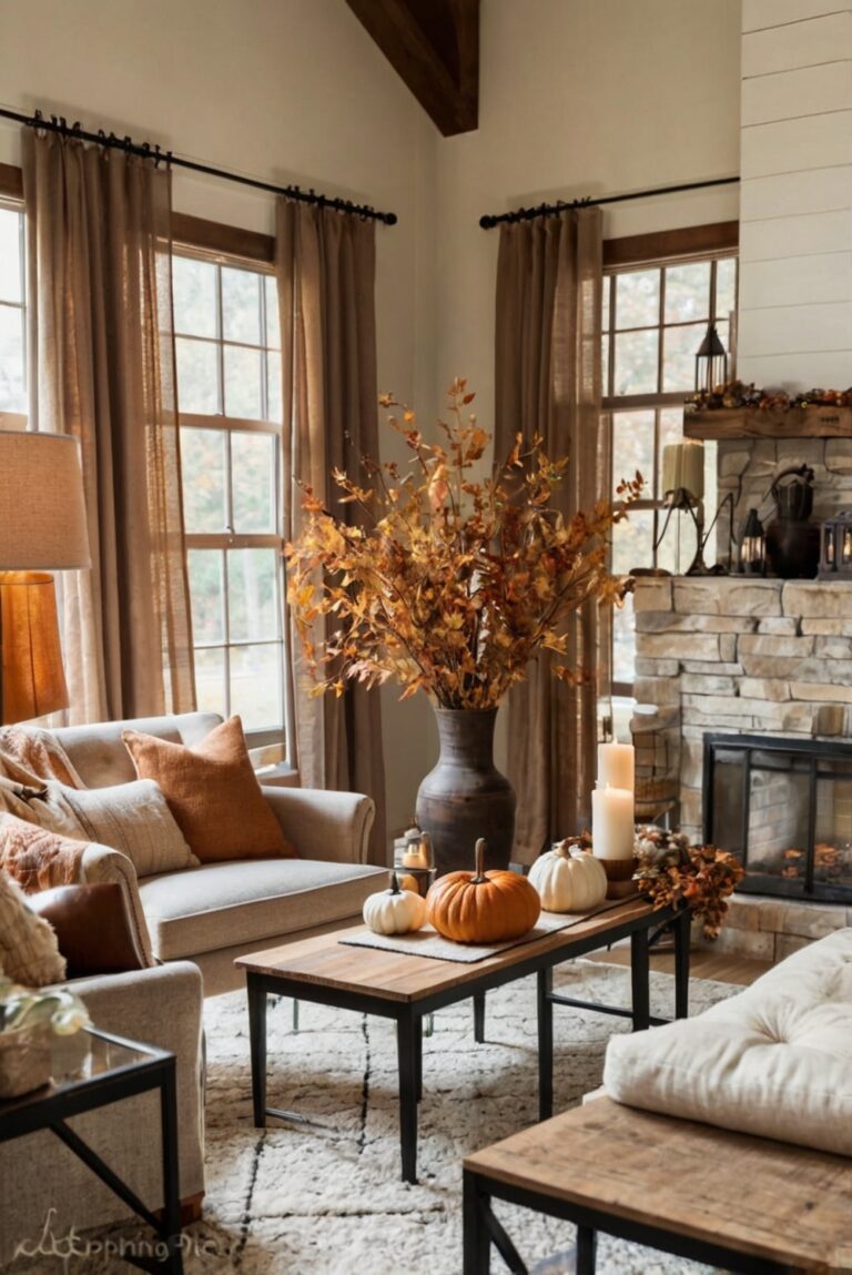 Fall decor ideas, Living room inspiration, Seasonal home makeover, Interior design trends, Cozy home decor