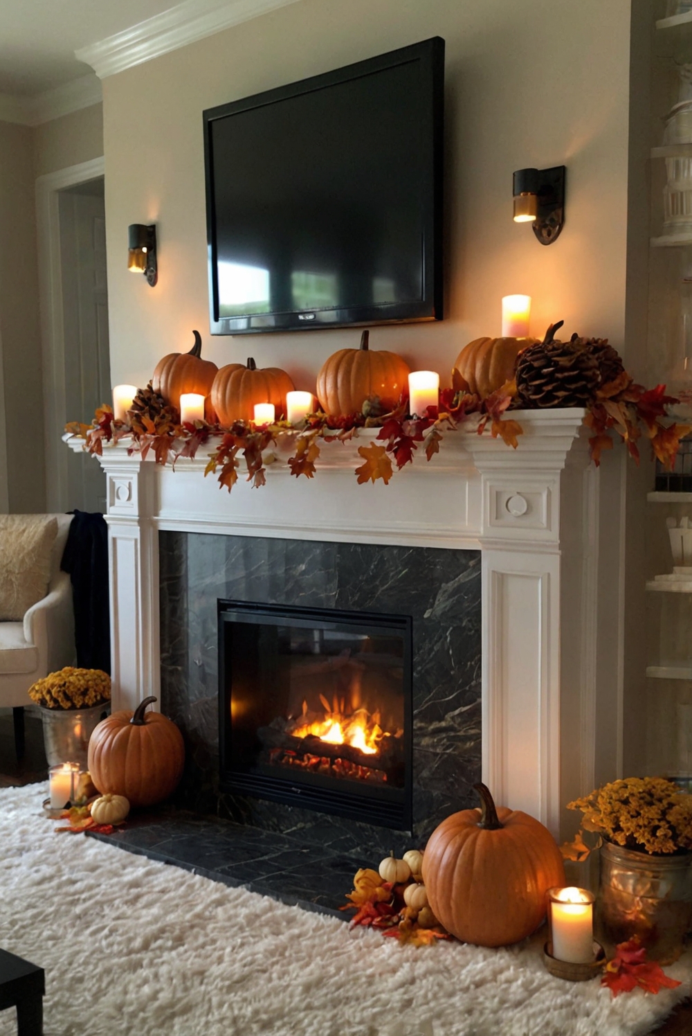 fall mantle decor, fall mantle ideas, chic mantle decor, elegant mantle decor, modern mantle decor