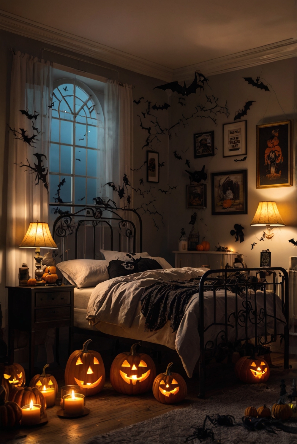 Halloween room decor, spooky decorations, Halloween themed room, haunted house decor, eerie room design