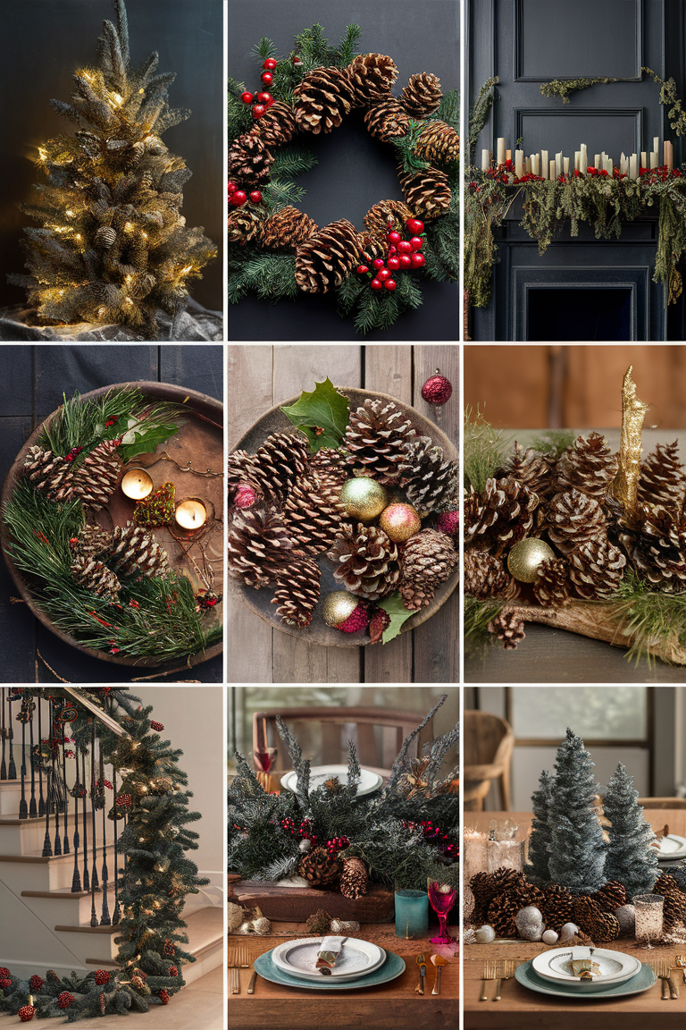 Pinecone ornaments, Pinecone wreaths, Pinecone garland, Pinecone centerpieces, Pinecone candle holders