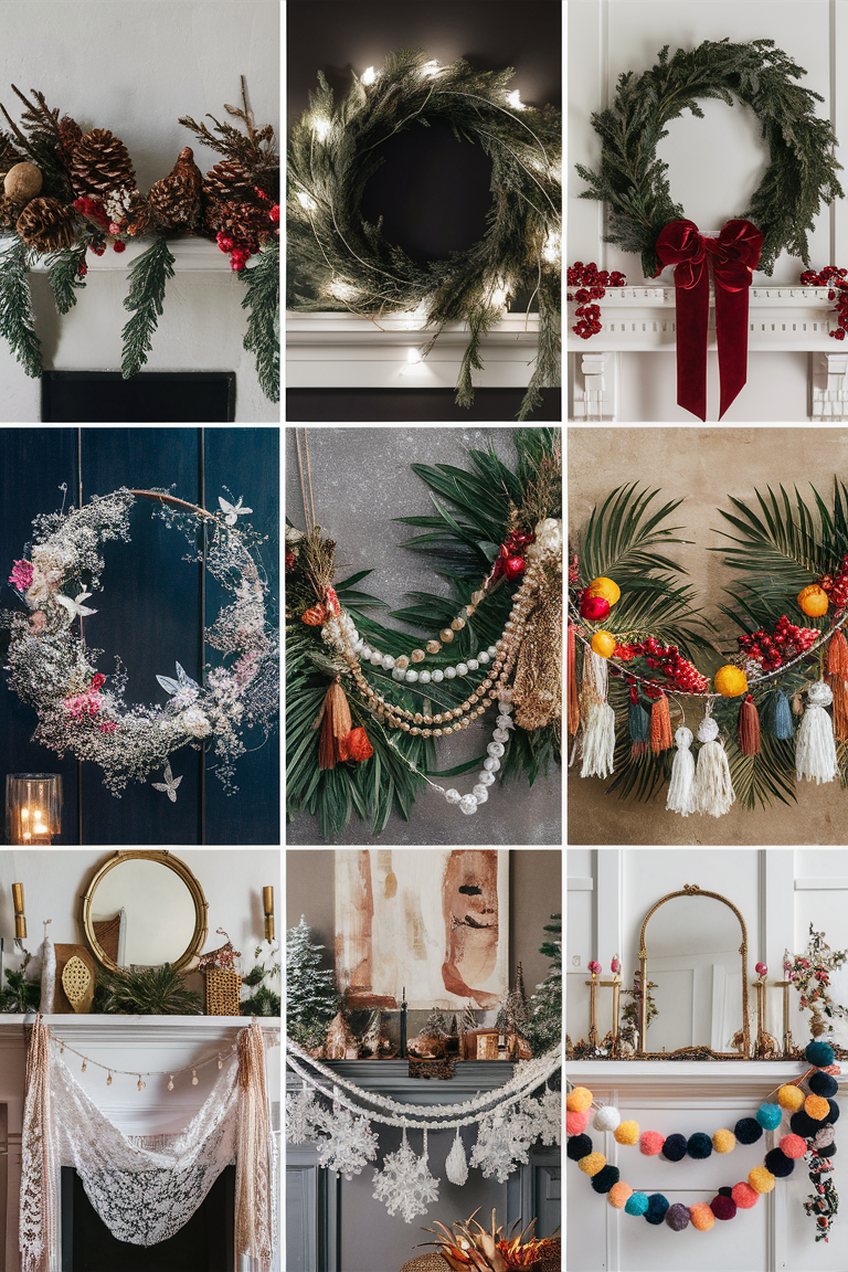 holiday garland, garland decorations, mantel decor, festive garland, Christmas greenery