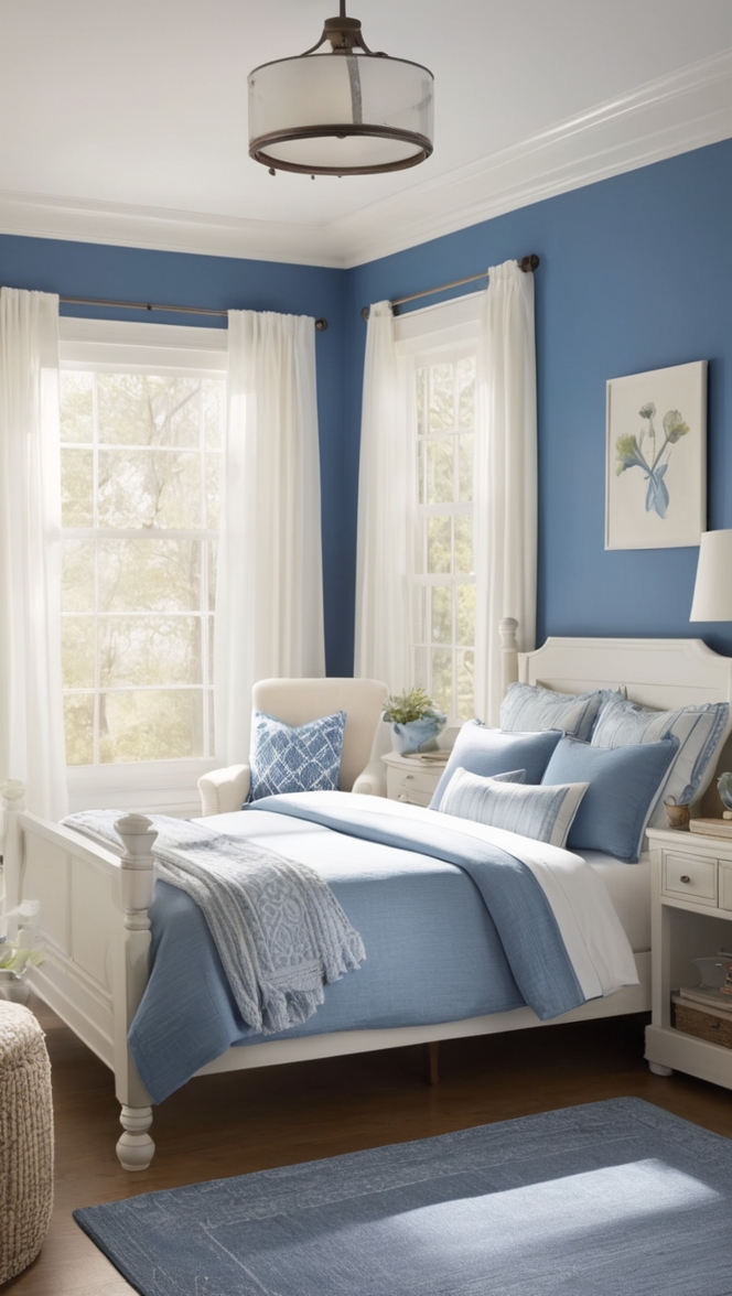 blue and white comforter, blue and white bedding, blue and white duvet cover, blue and white bedroom decor, blue and white throw pillows