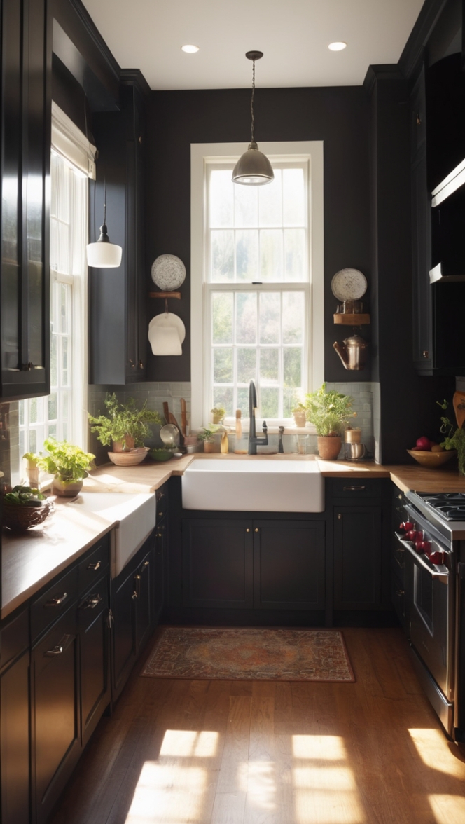 cozy kitchen design, dark kitchen remodel, black kitchen decor, modern kitchen cabinets, rustic kitchen renovation