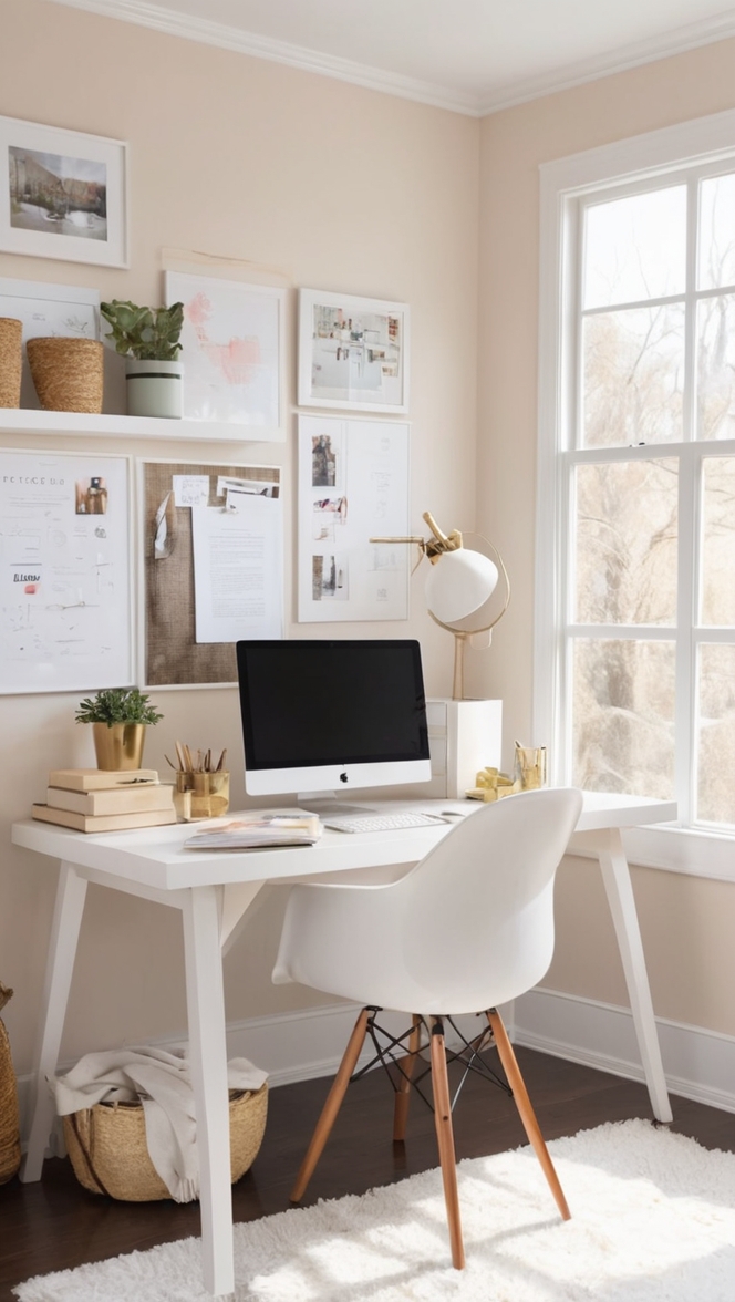 home office decor, modern home office, work from home setup, home office organization, minimalist home office