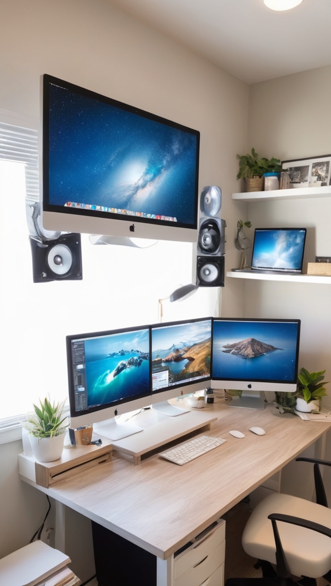 monitor setup, dual screen setup, triple screen setup, multi monitor setup, adjustable monitor stand