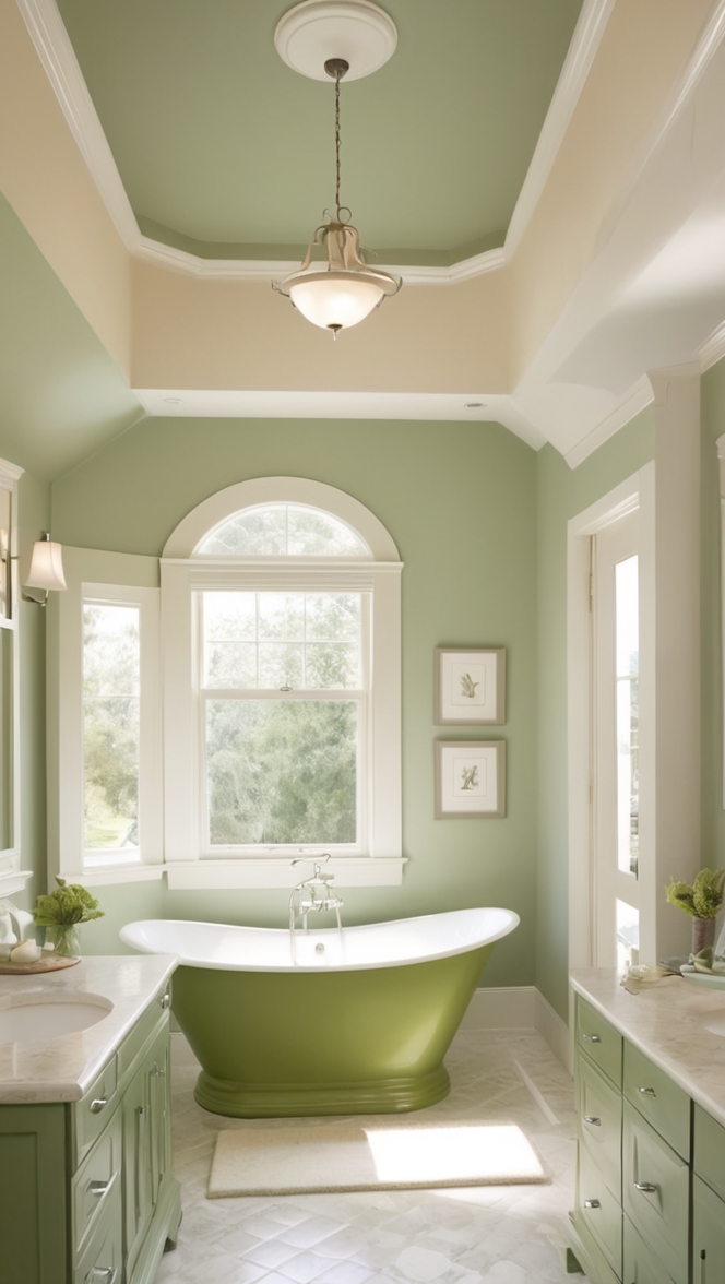 beige bathroom decor, green bathroom tiles, neutral bathroom colors, earthy bathroom design, natural bathroom theme