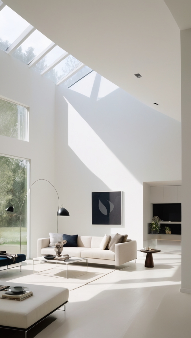 contemporary living room design, minimalist decor, modern furniture, sleek interior, chic home styling