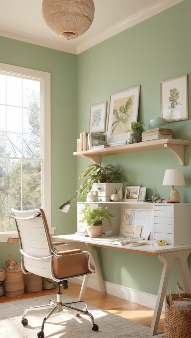 cozy home office decor, stylish home office setup, comfortable work from home, chic desk organization, modern professional workspace