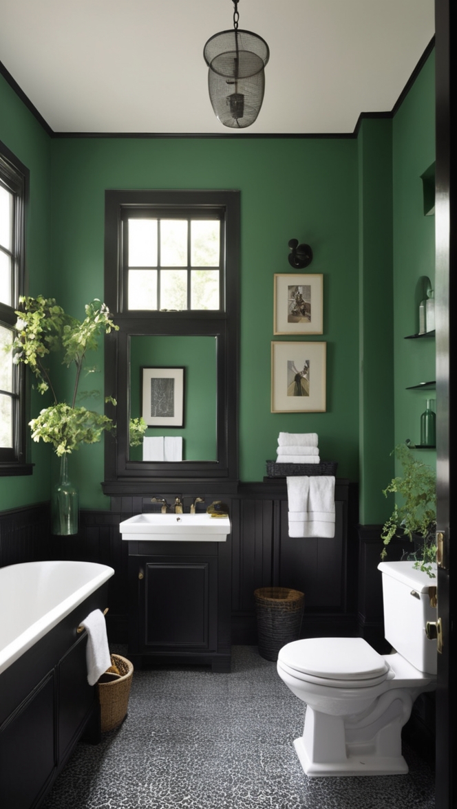dark green bathroom decor, black and green bathroom ideas, dark green bathroom accessories, green and black bathroom design, emerald green bathroom ideas