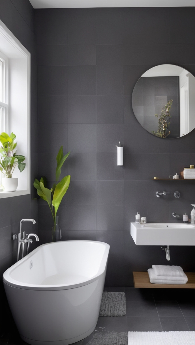 dark grey porcelain tile, grey slate bathroom tiles, charcoal grey floor tiles, modern dark grey bathroom tile, matte grey wall tiles