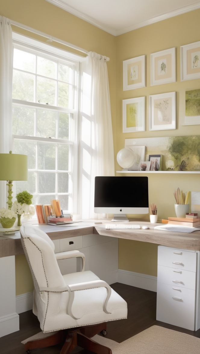 dual monitor setup, home office desk, office decor, computer monitor stand, workspace organization