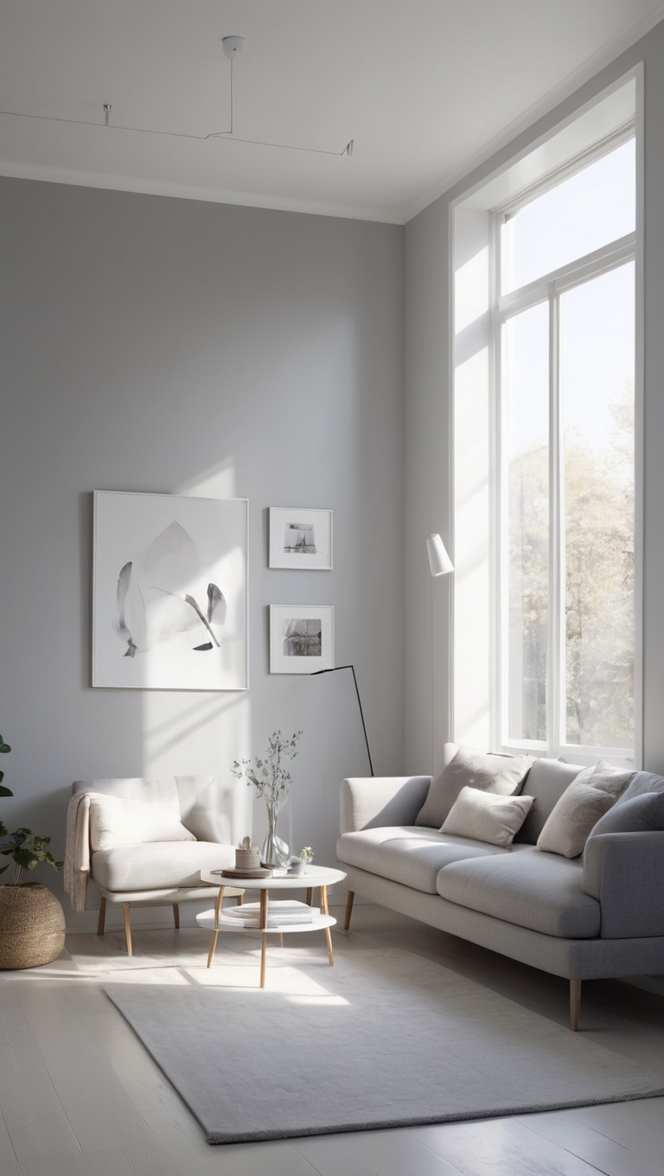 minimalist living room decor, neutral living room design, modern grey home decor, sleek minimalist interior, contemporary grey living room