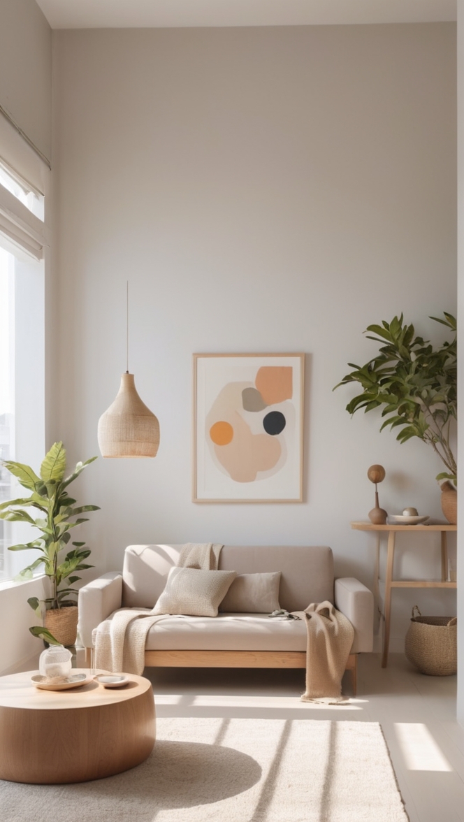 minimalist living room decor, modern Japanese interior design, Scandinavian-inspired living room, minimalist furniture design, zen-inspired home decor