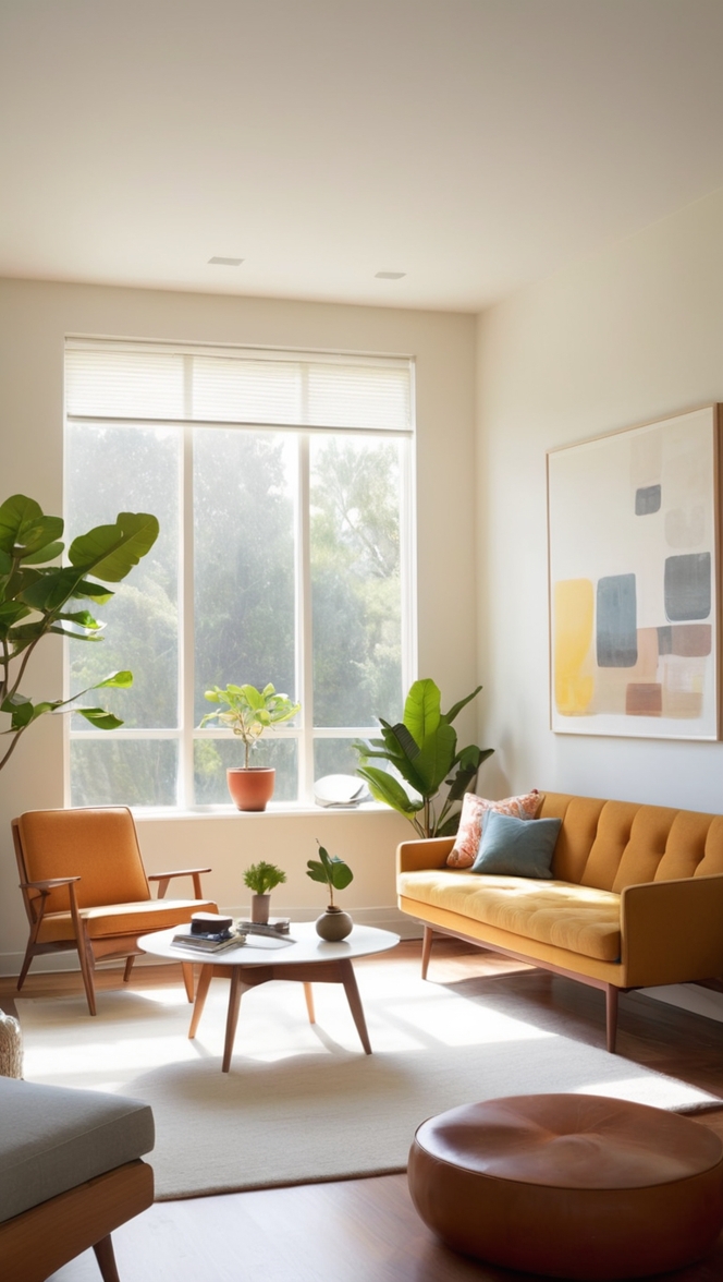 mid century modern furniture, minimalist home decor, contemporary living room, Scandinavian design furniture, vintage modern decor