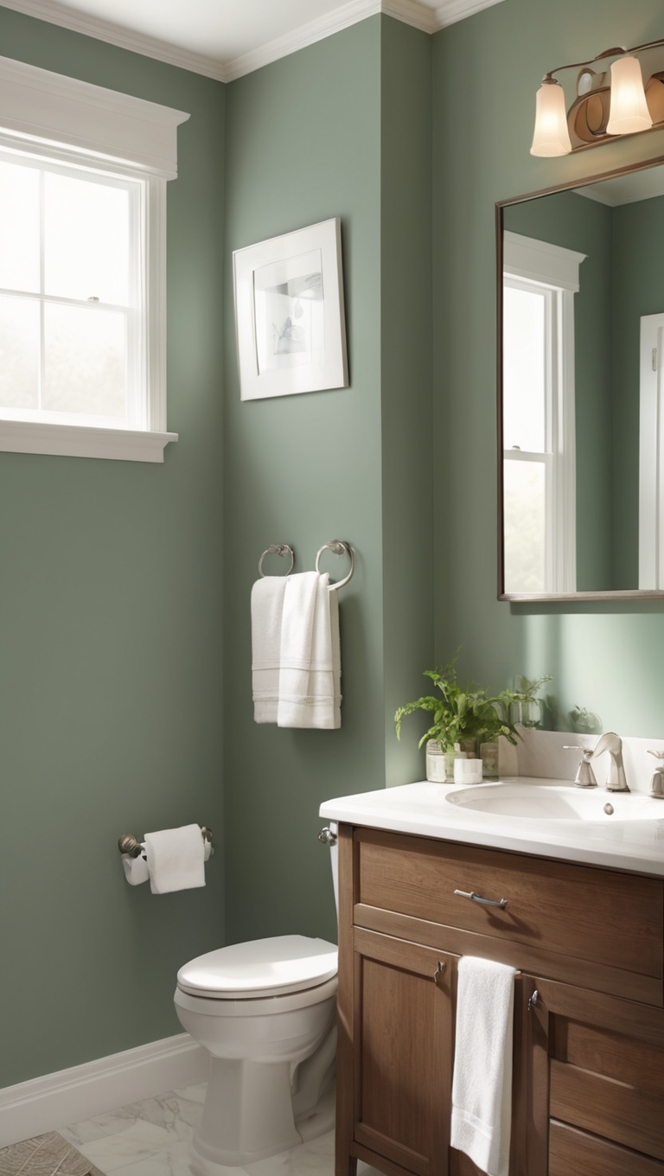 dark green bathroom, moody bathroom decor, green bathroom design, sultry bathroom, luxurious green bathroom