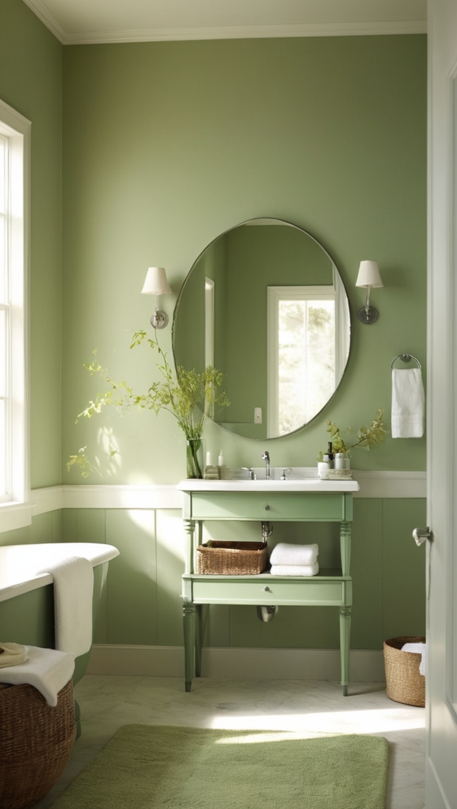 dark green bathroom, moody bathroom decor, green bathroom design, sultry bathroom, luxurious green bathroom