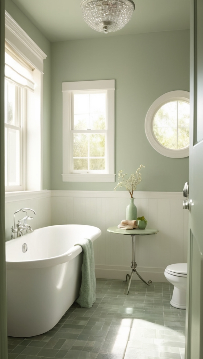 sage green tiles, bathroom renovation, tile installation, green home decor, high-quality bathroom tiles