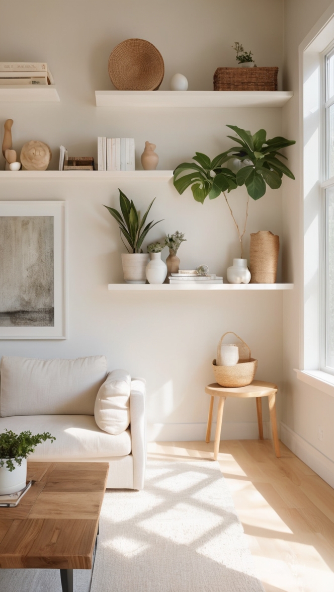 shelf decor ideas, modern shelf decor, minimalist home decor, living room styling, minimalist interior design