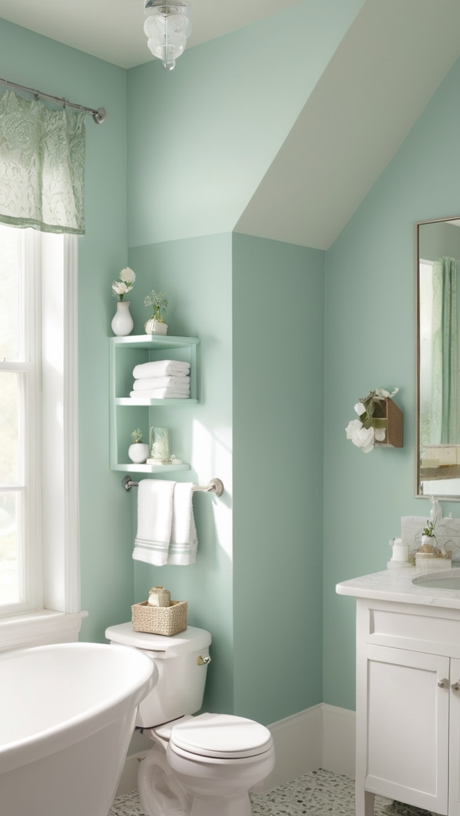 mint green paint, mint green tiles, mint green decor, mint green accessories, mint green walls