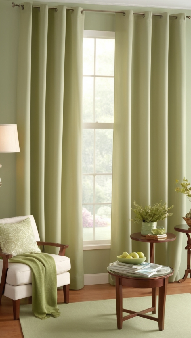 green velvet curtain, luxurious sage curtains, elegant sage drapes, high-end sage window treatments, designer sage green curtains