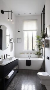 black bathroom fixtures, bathroom redesign, luxurious bathroom design, modern bathroom accessories, elegant bathroom decor