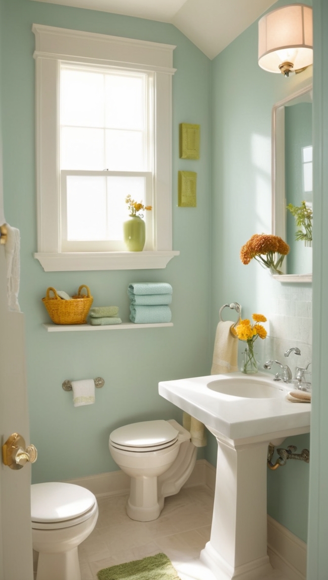 cute bathroom decor, elegant guest bathroom design, stylish powder room decor, modern guest bathroom ideas, chic bathroom accessories